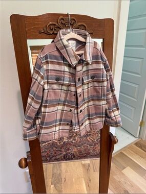 Kids Plaid Button-Front Jacket - Pink, Cream & Brown #2